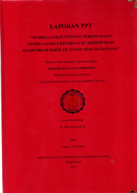 PPT153P - Pembelajaran Tentang Perencanaan Pembelajaran Kepada Staf Administrasi Akademik Di Sekolah Tinggi Teologi Kanaan